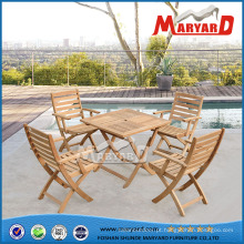 100% sólido madeira jardim mobiliário dobrável teca cadeiras e mesa de jantar
